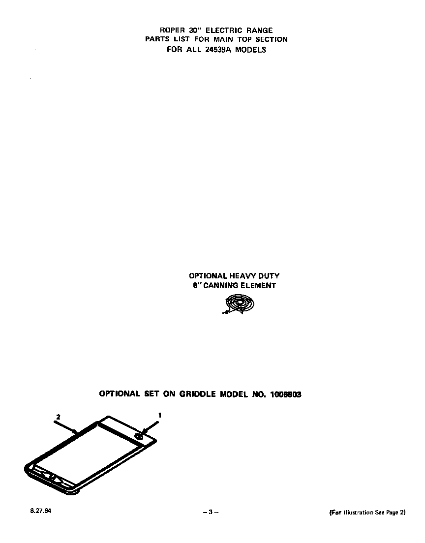 Roper 2453W9A heavy duty canning element diagram