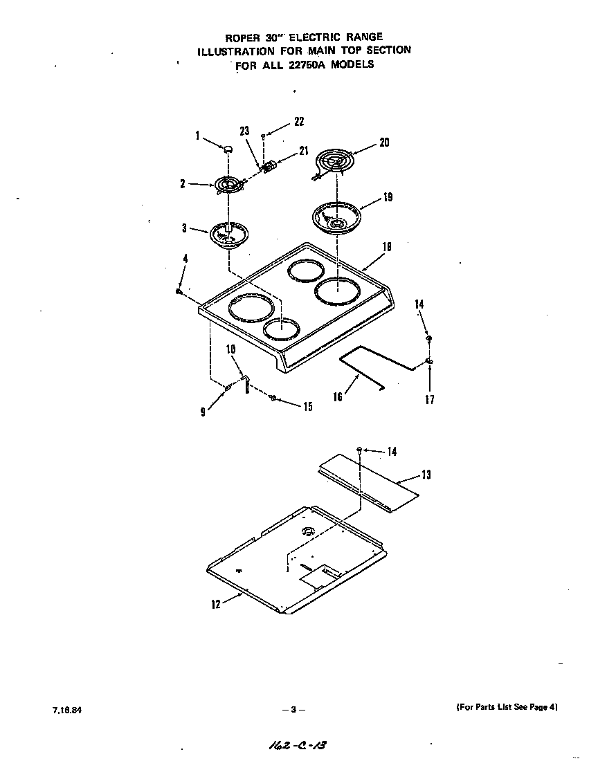Roper 2275*0A main top diagram