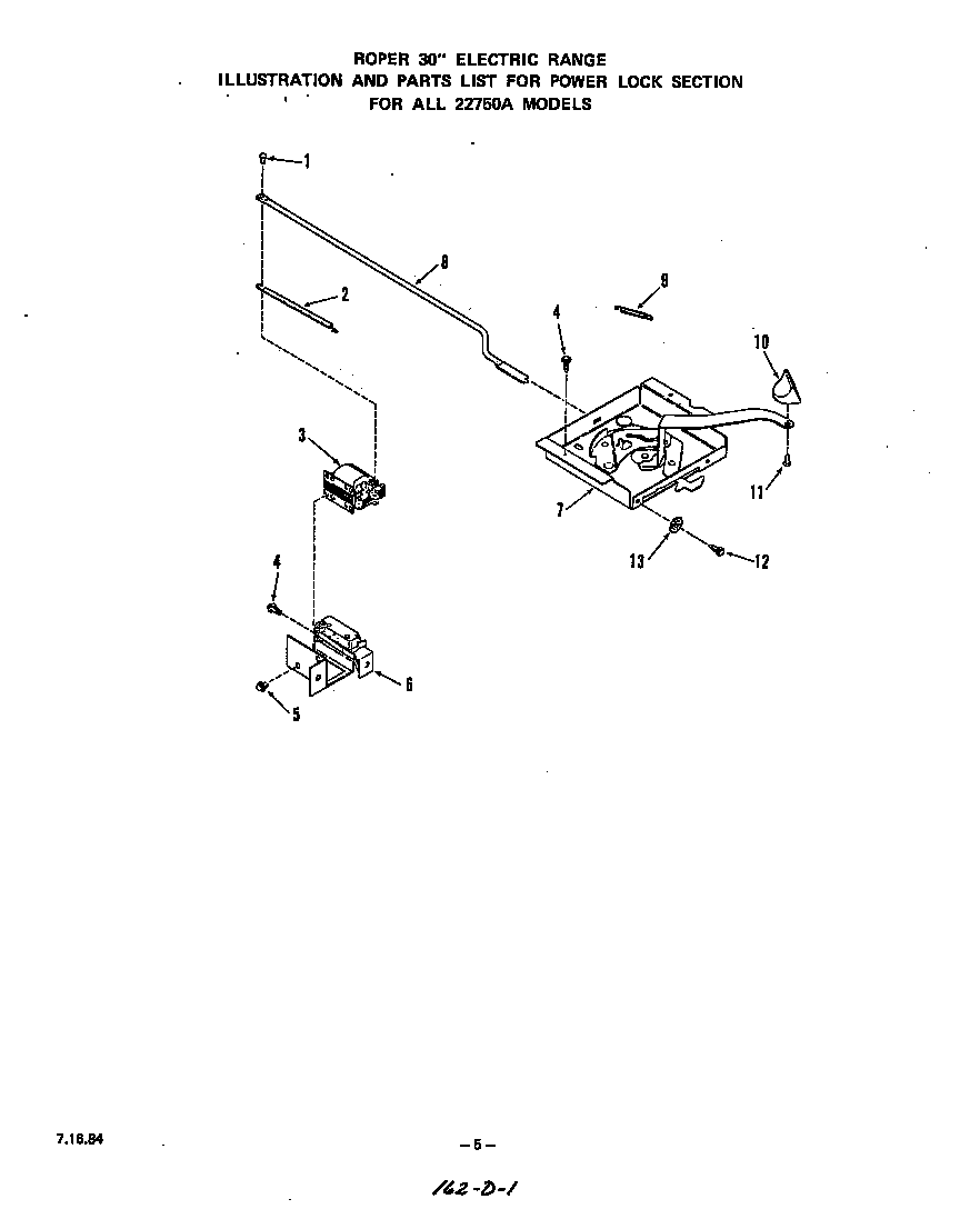 Roper 2275*0A power lock diagram