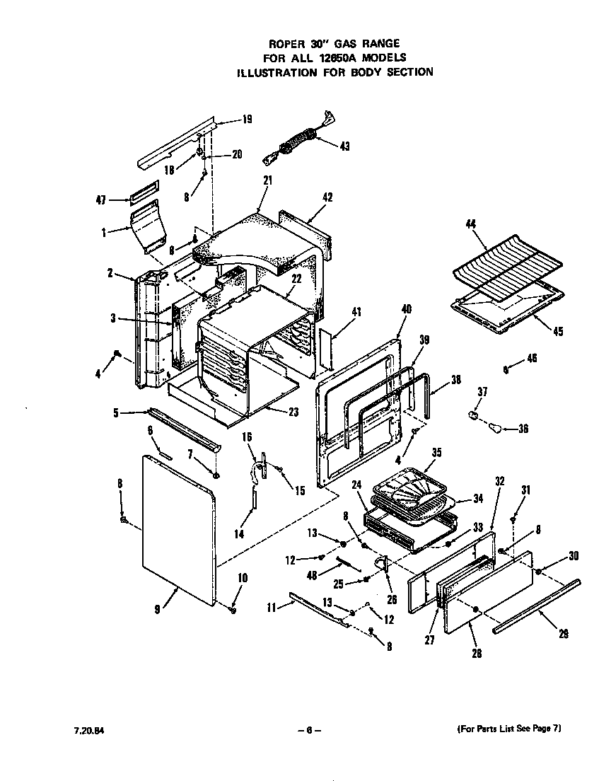 Roper 1265W0A body diagram