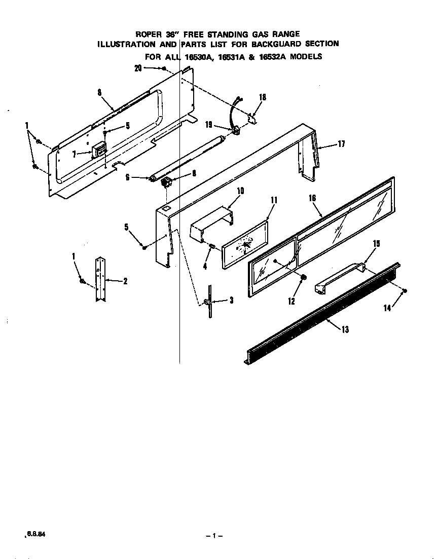 Roper 1653*0A backguard diagram