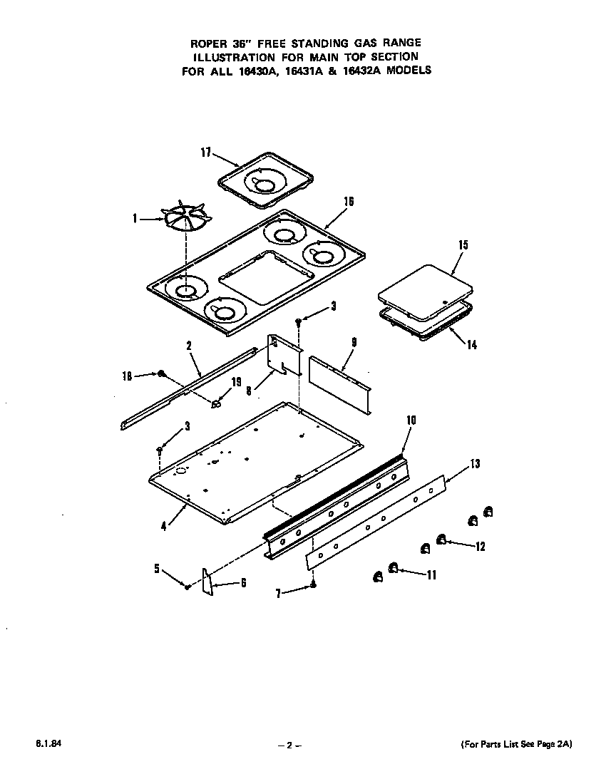 Roper 1643*0A main top diagram