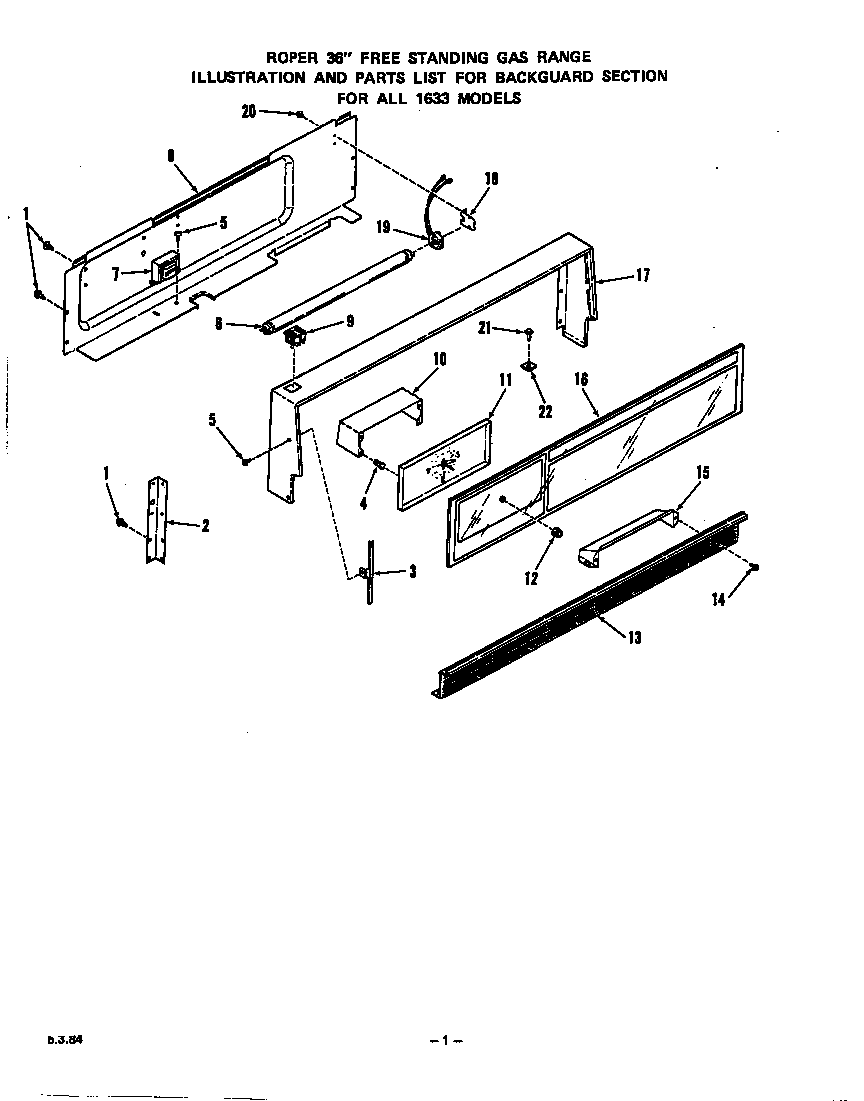 Roper 1633W2A backguard diagram