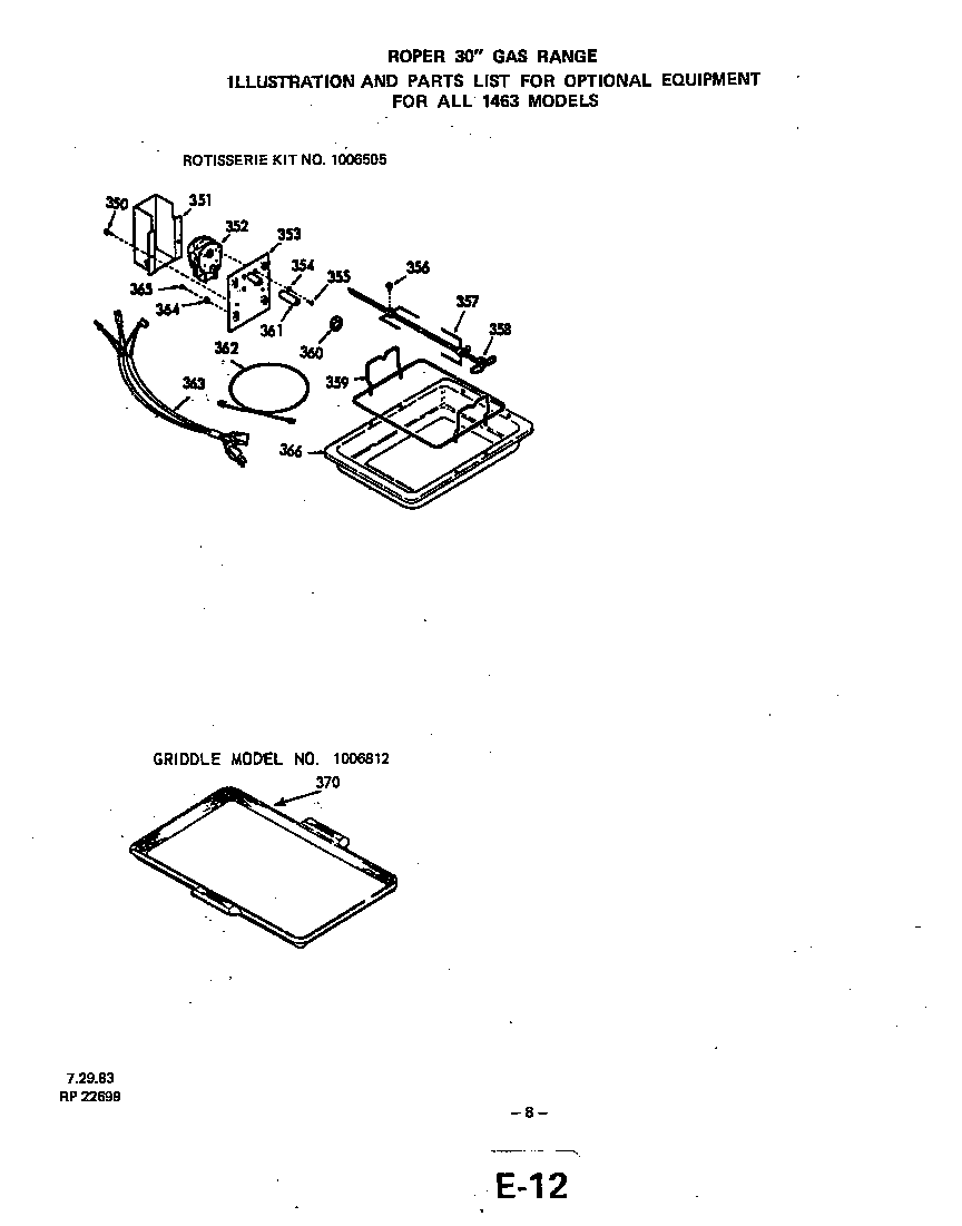 Roper 1463*3A ^rotisserie kit diagram
