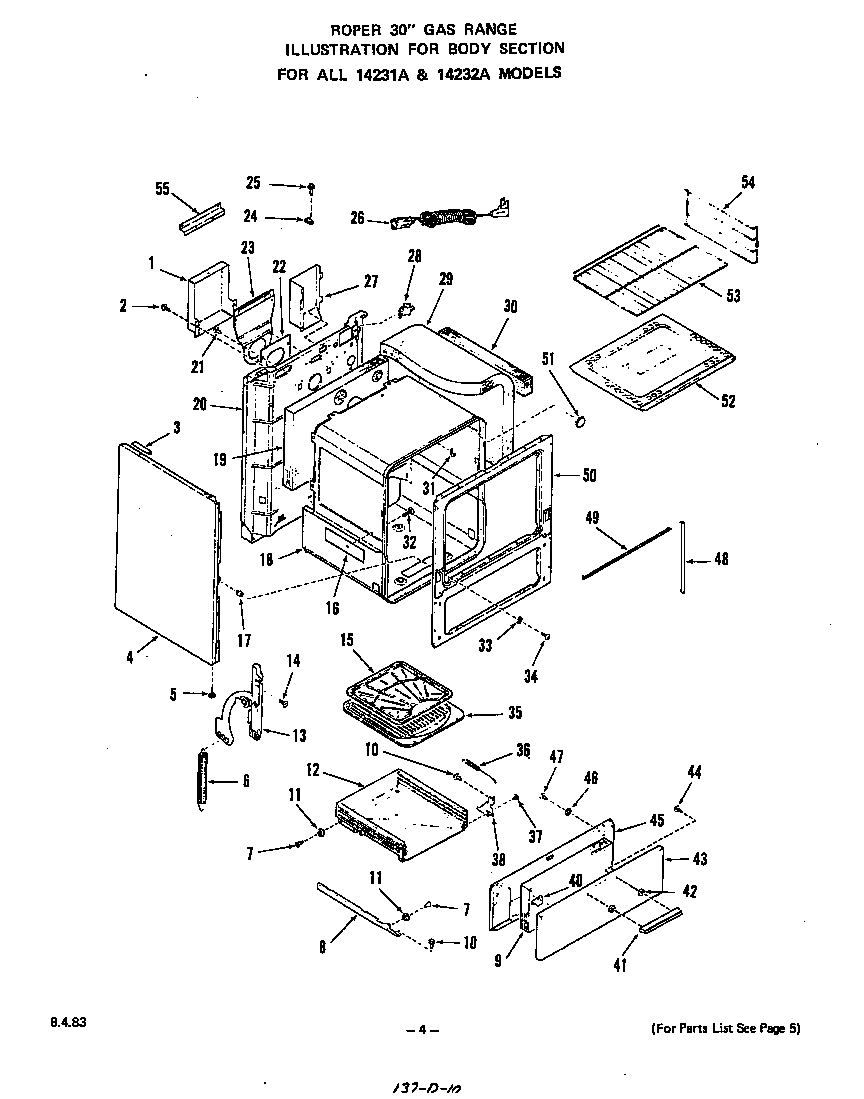 Roper 1423W1A body diagram