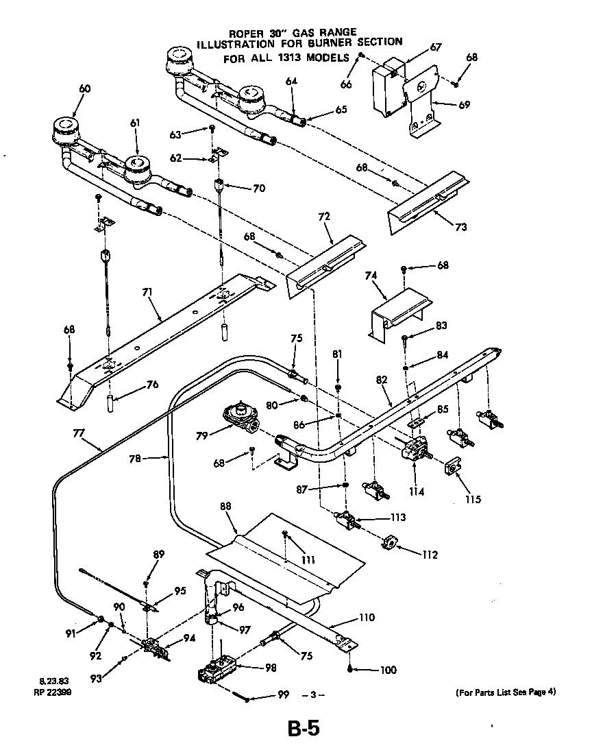 Roper 1313W0A burner diagram