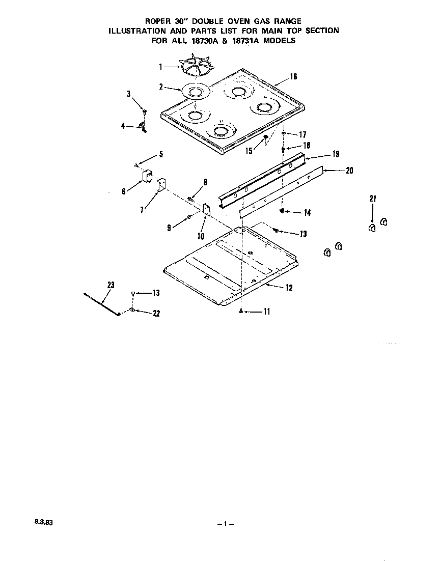 Roper 1873*1A main top diagram