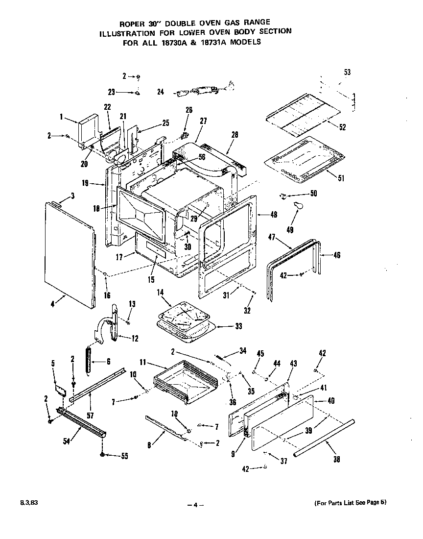 Roper 1873*1A lower oven body diagram