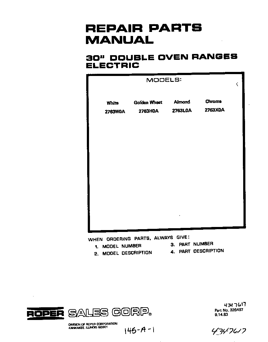 Roper 2763*0A cover page diagram