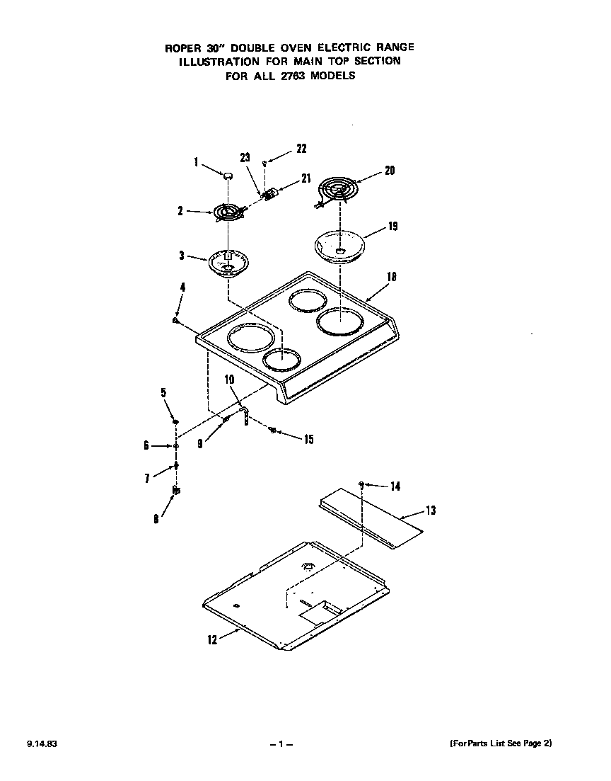 Roper 2763*0A main top diagram