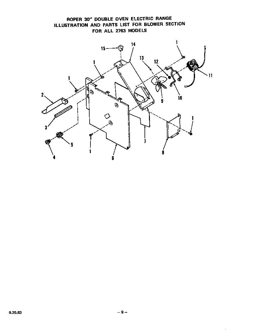 Roper 2763*0A blower diagram