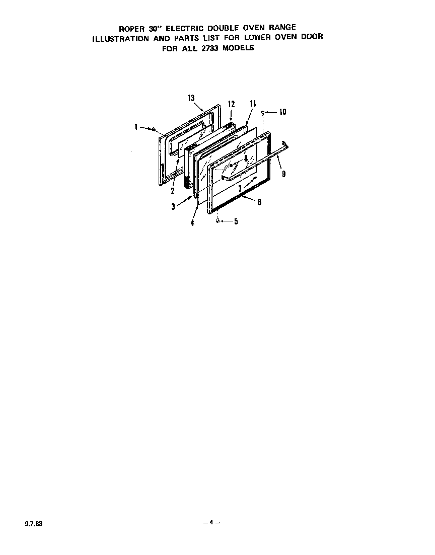 Roper 2733W0A lower oven diagram