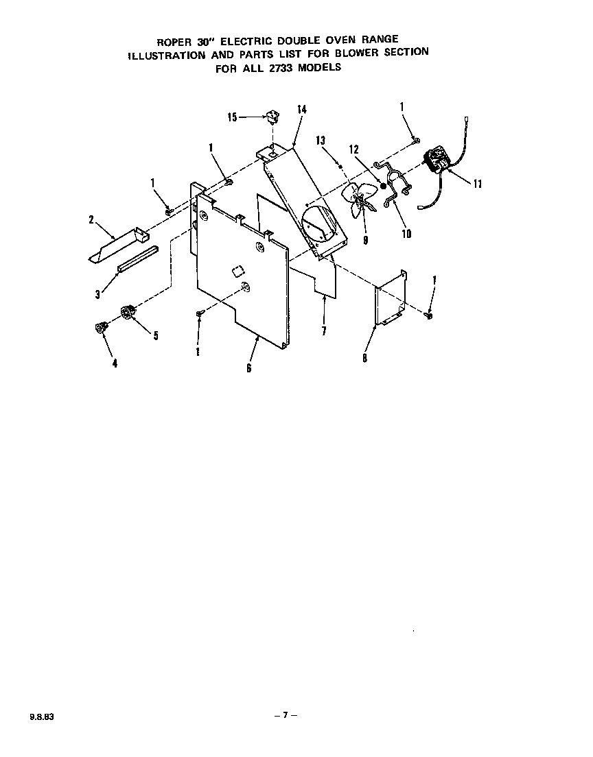 Roper 2733W0A blower diagram