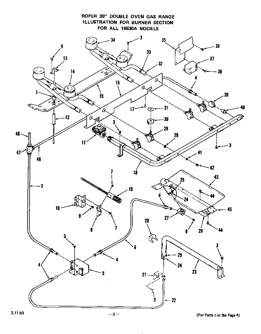 Roper 1883*0A burner diagram