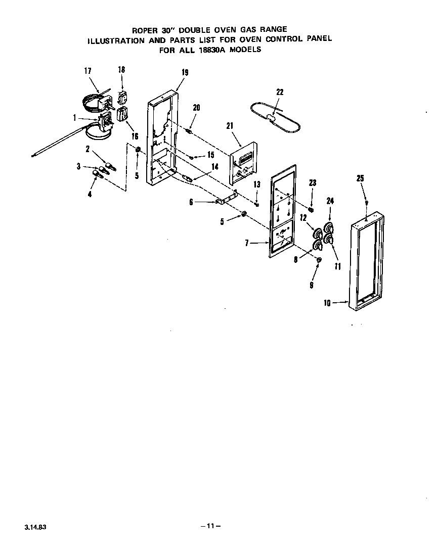 Roper 1883*0A oven control panel diagram