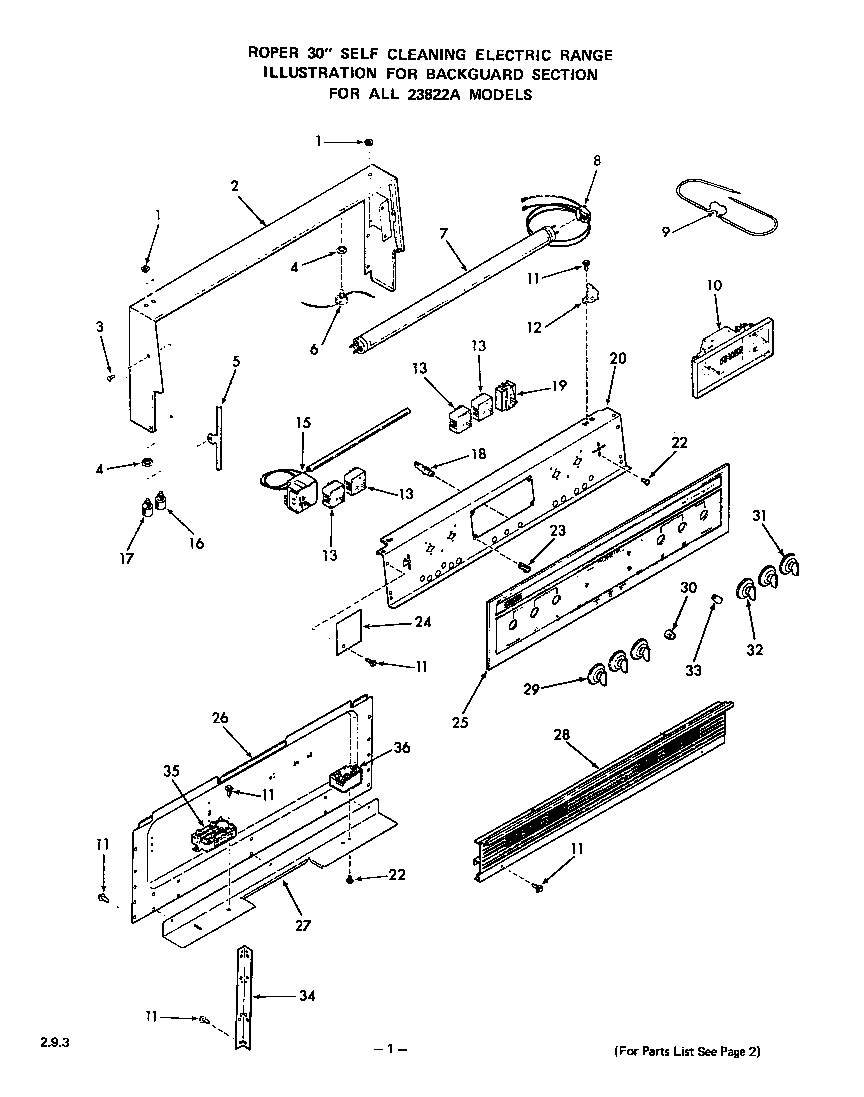 Roper 2382*2A backguard diagram