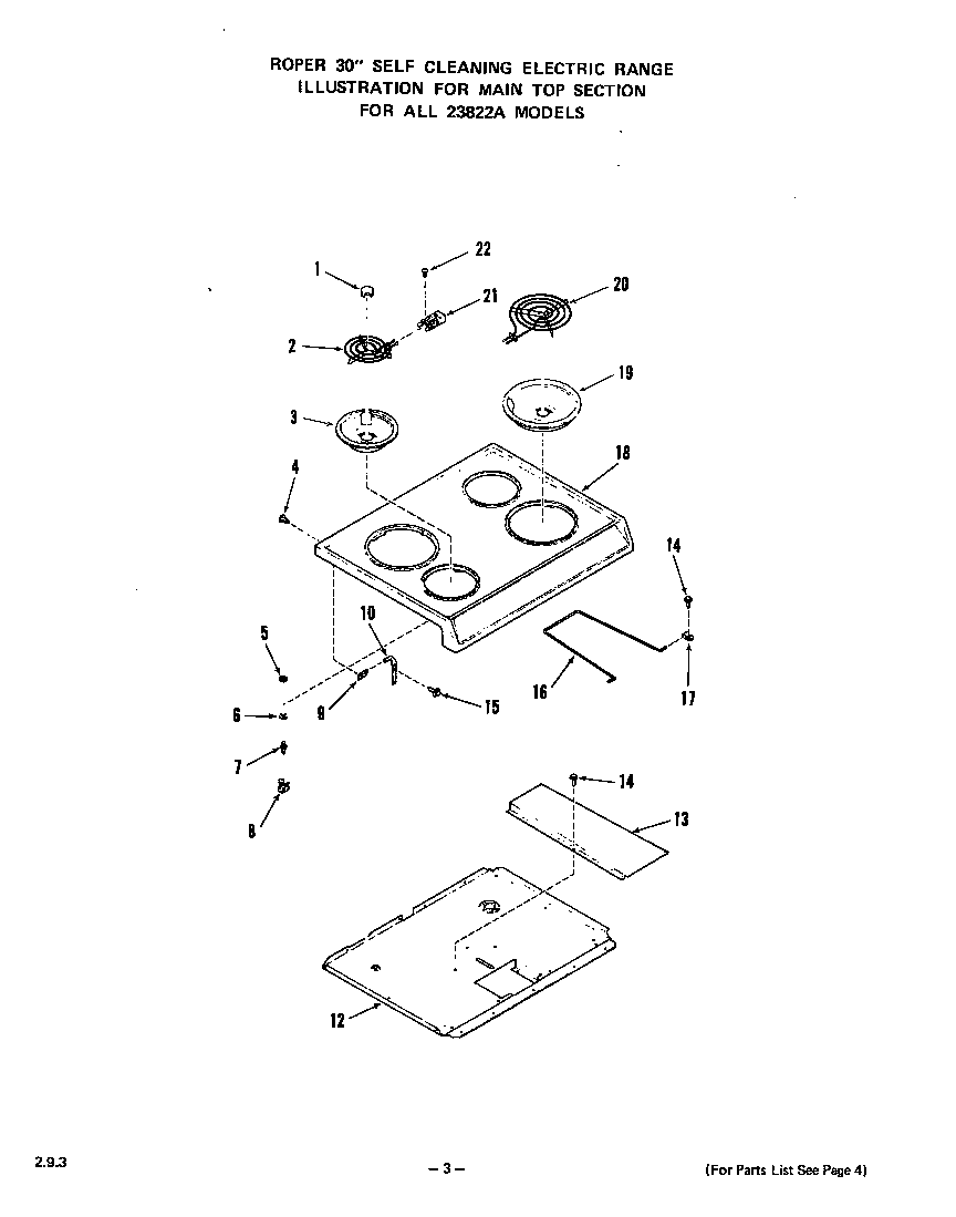 Roper 2382*2A main top diagram