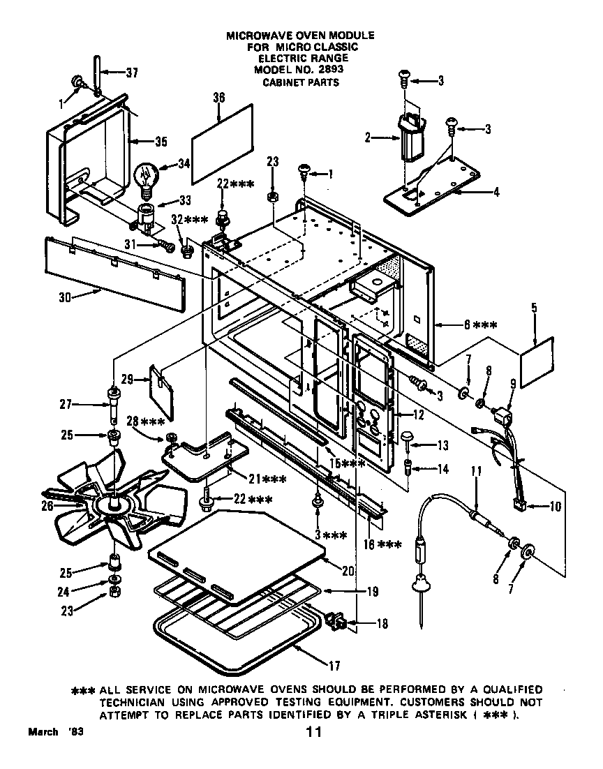 Roper 2893W0A cabinet diagram