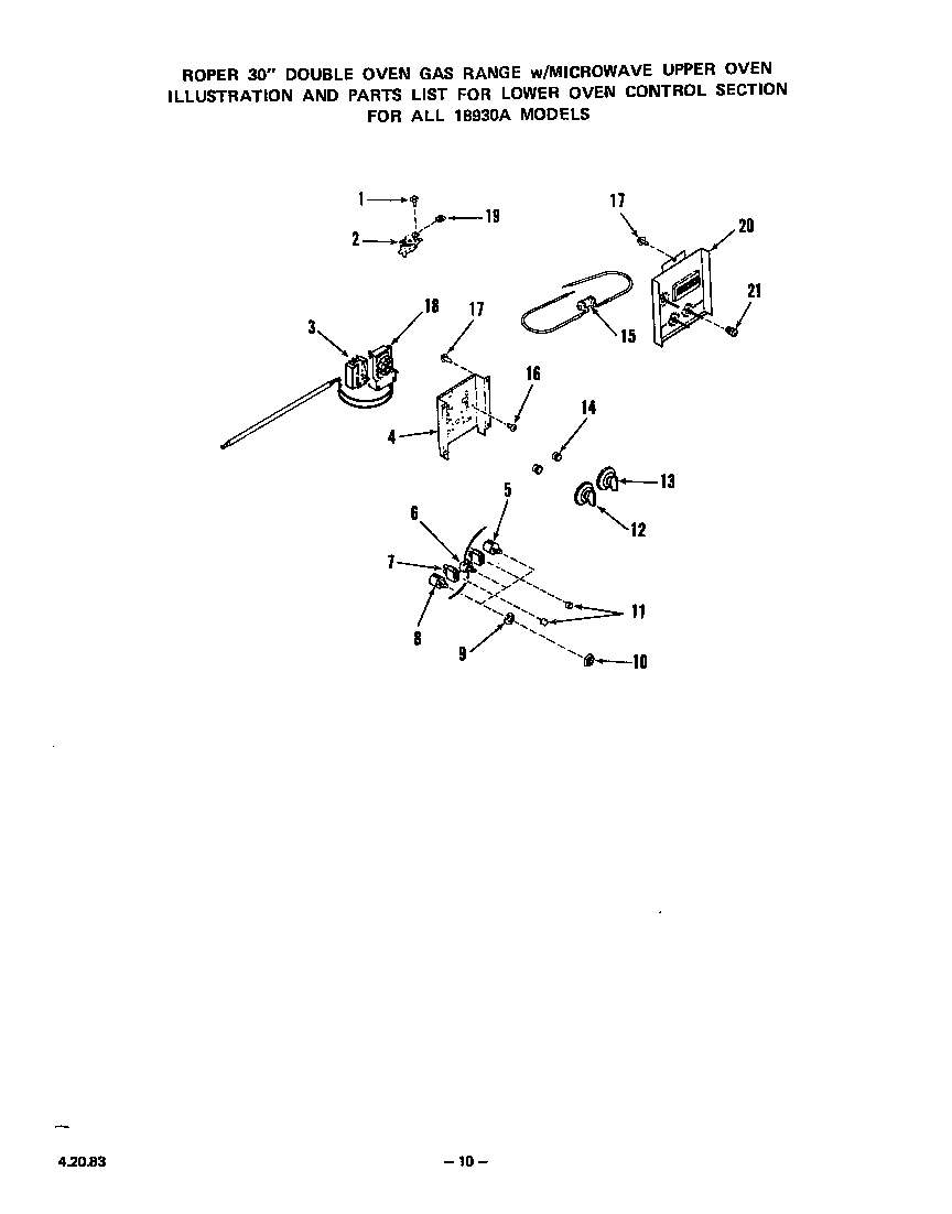 Roper 1893*0A lower oven control diagram