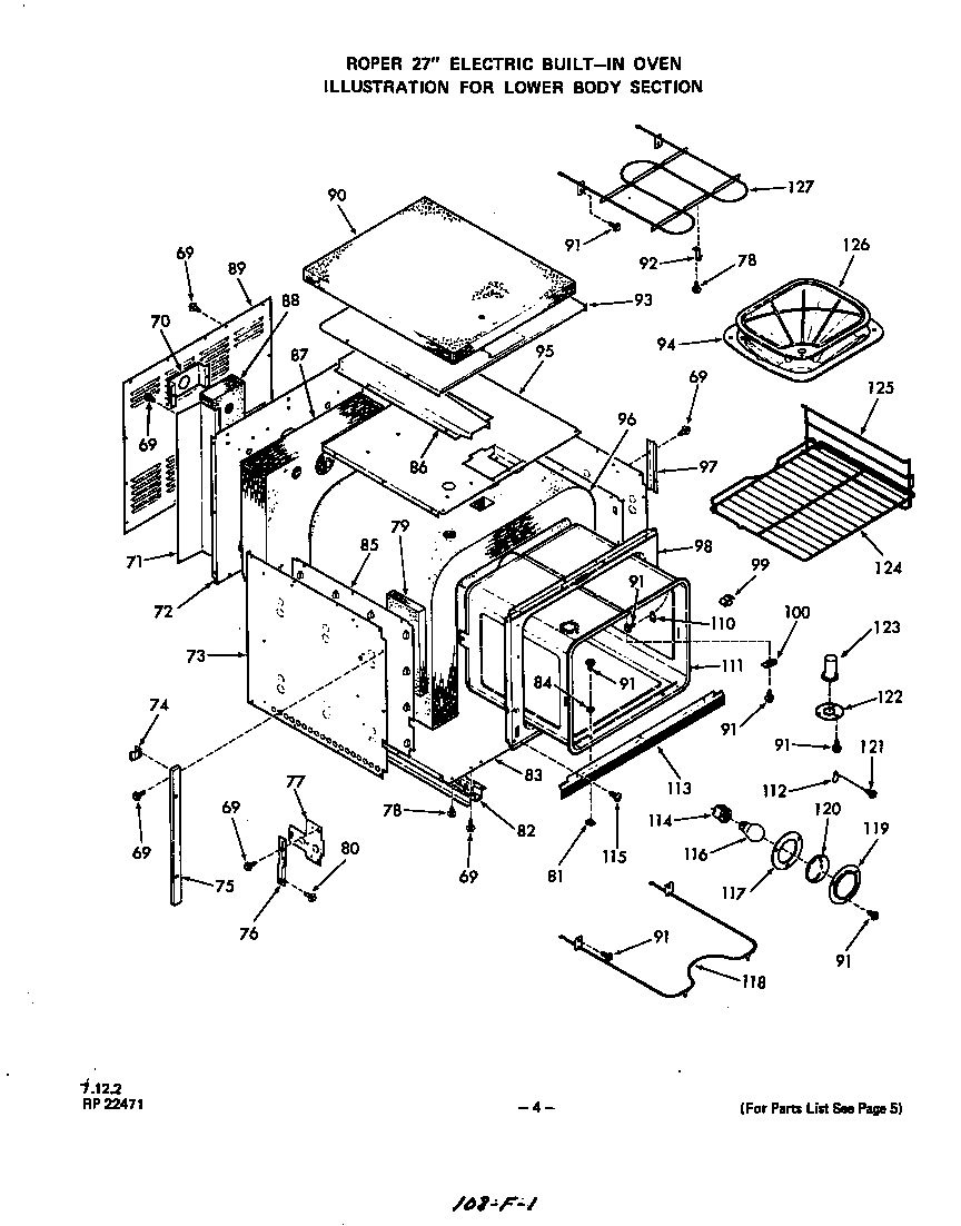 Roper 2092B1A lower body diagram