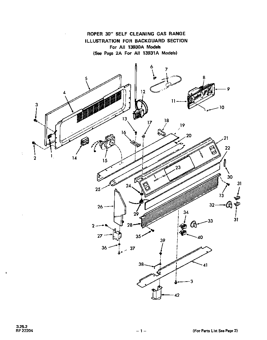 Roper 1393*0A backguard diagram