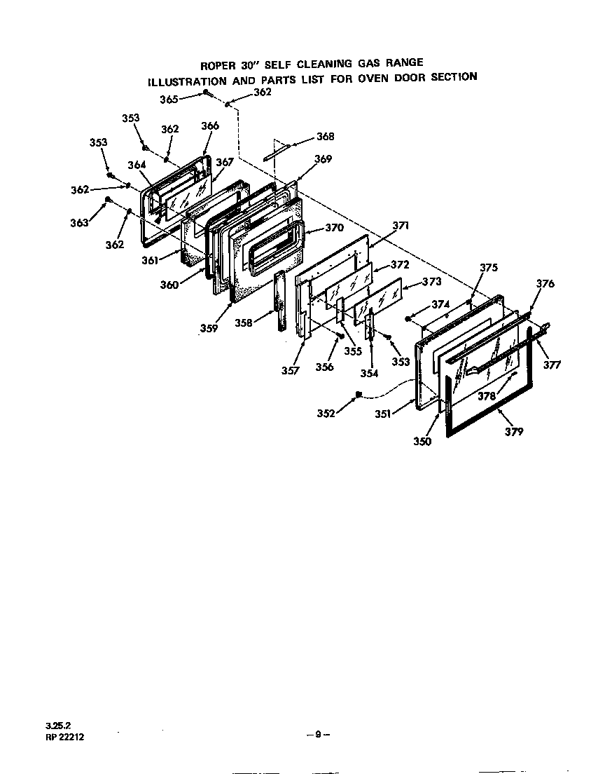 Roper 1393*0A oven door diagram