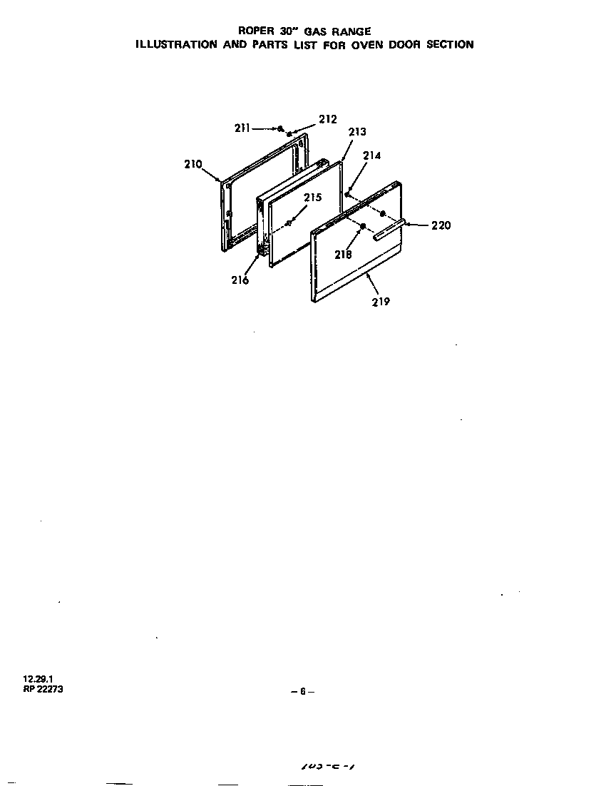 Roper 2521W00 oven door diagram