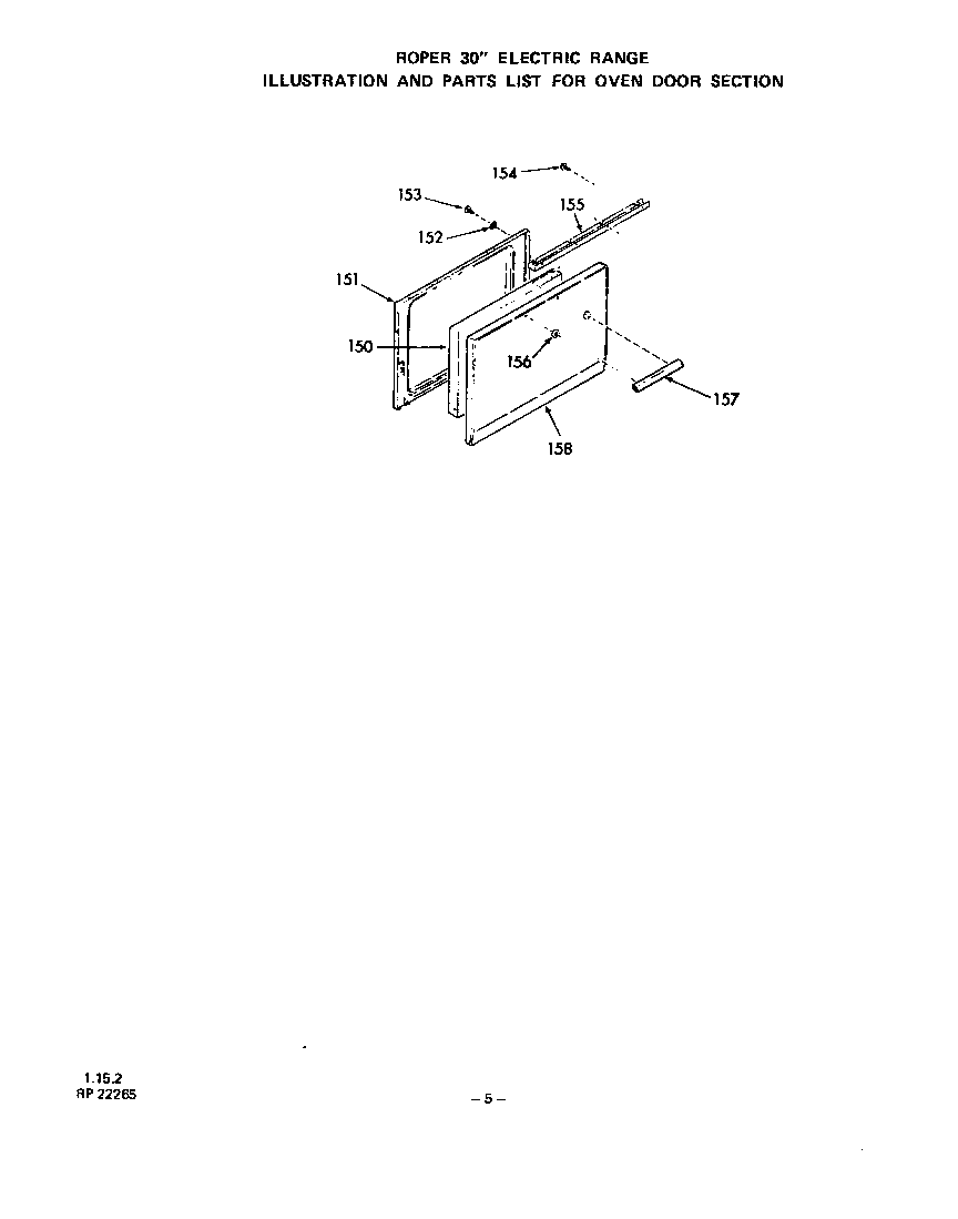 Roper 2413*0A oven door diagram
