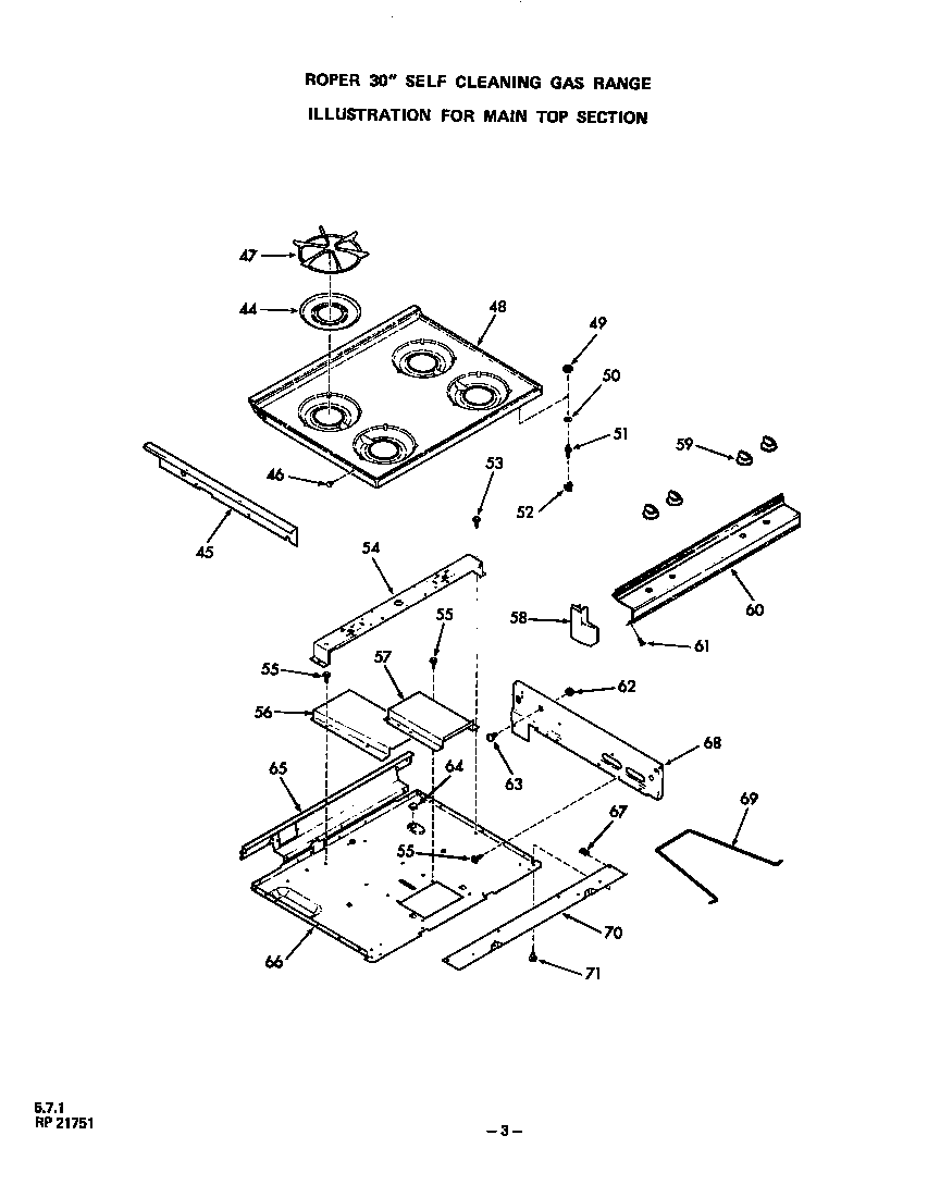 Roper 1352W06 main top diagram