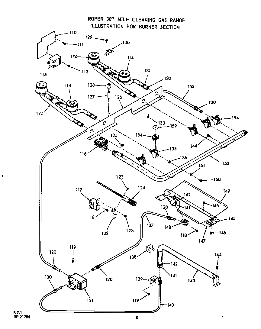 Roper 1352W06 burner diagram