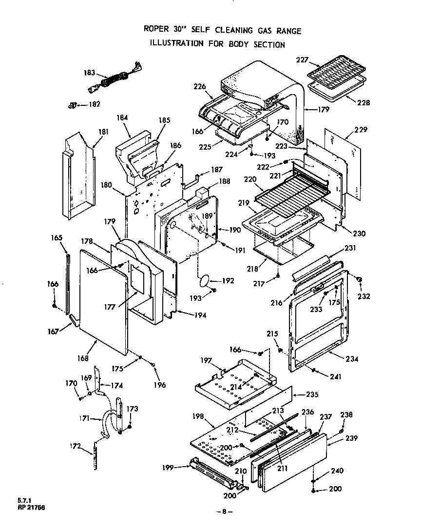 Roper 1352W06 body diagram