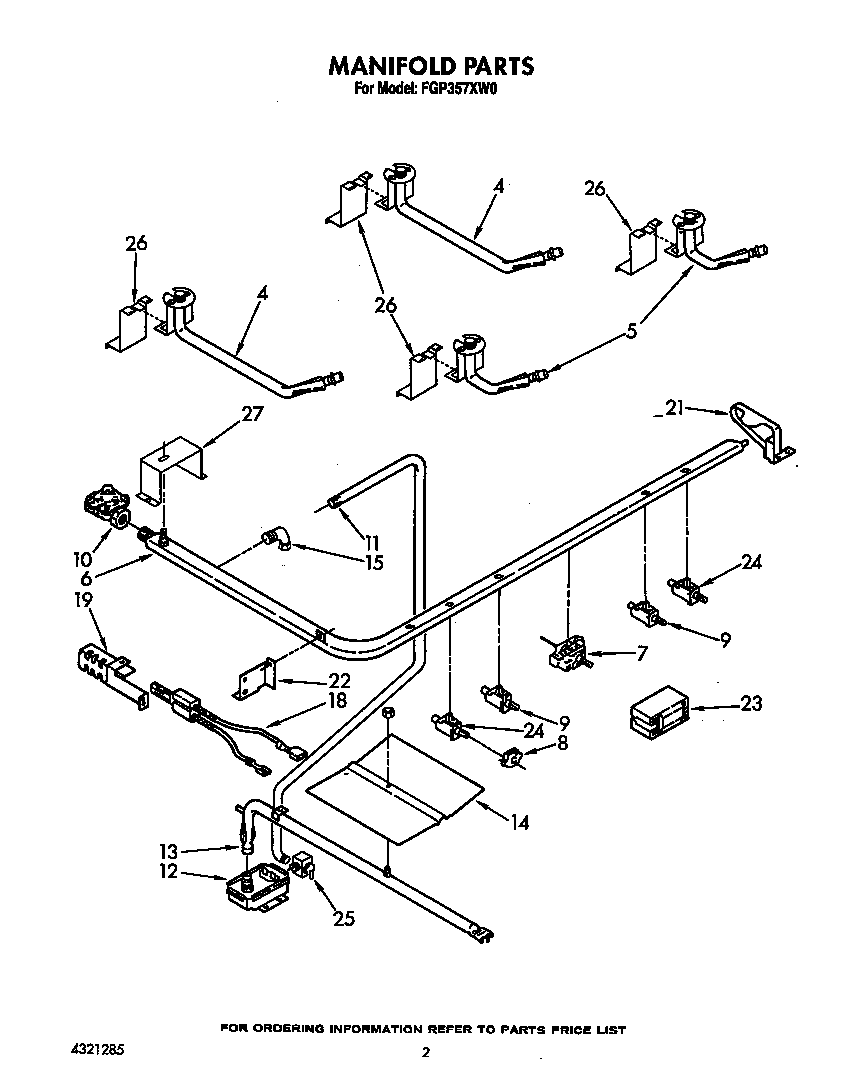Roper FGP357XW0 manifold diagram