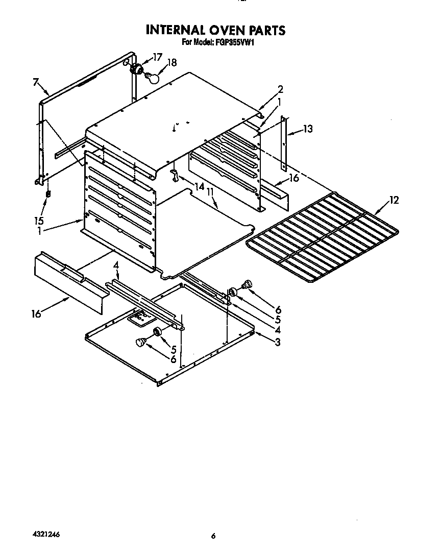 Roper FGP355VW1 internal oven diagram