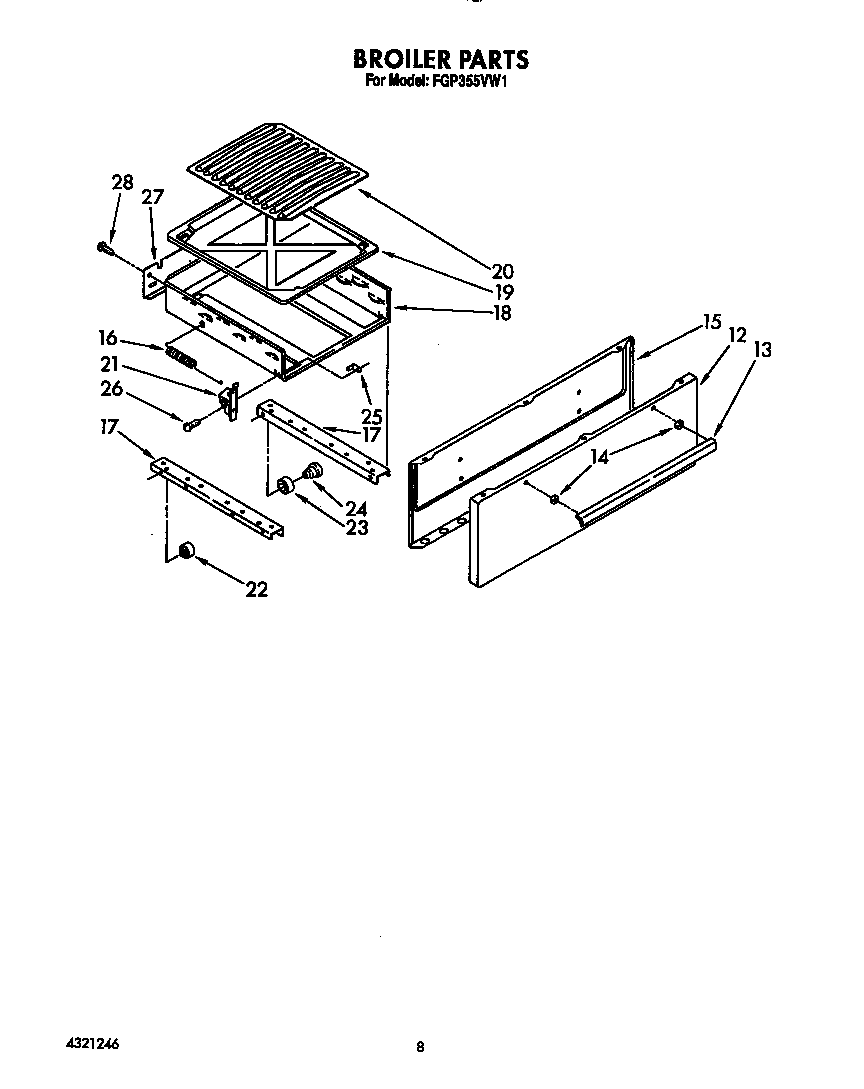 Roper FGP355VW1 broiler diagram