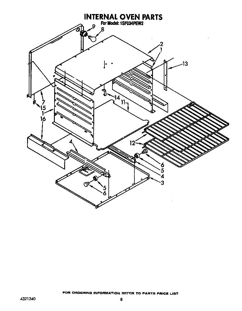 Whirlpool 1SF034PEW2 internal oven diagram