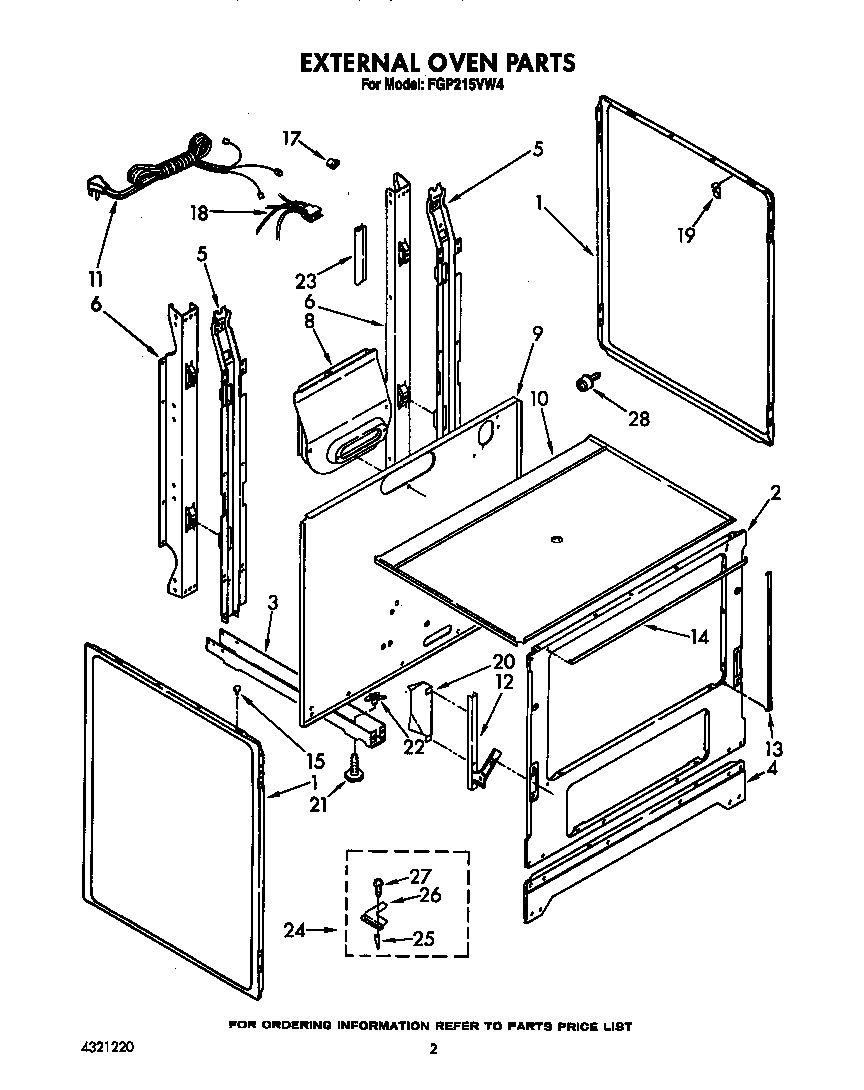 Roper FGP215VW4 external oven diagram