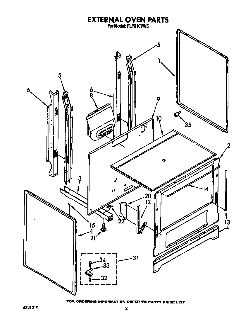 Roper FLP310VW5 external oven diagram