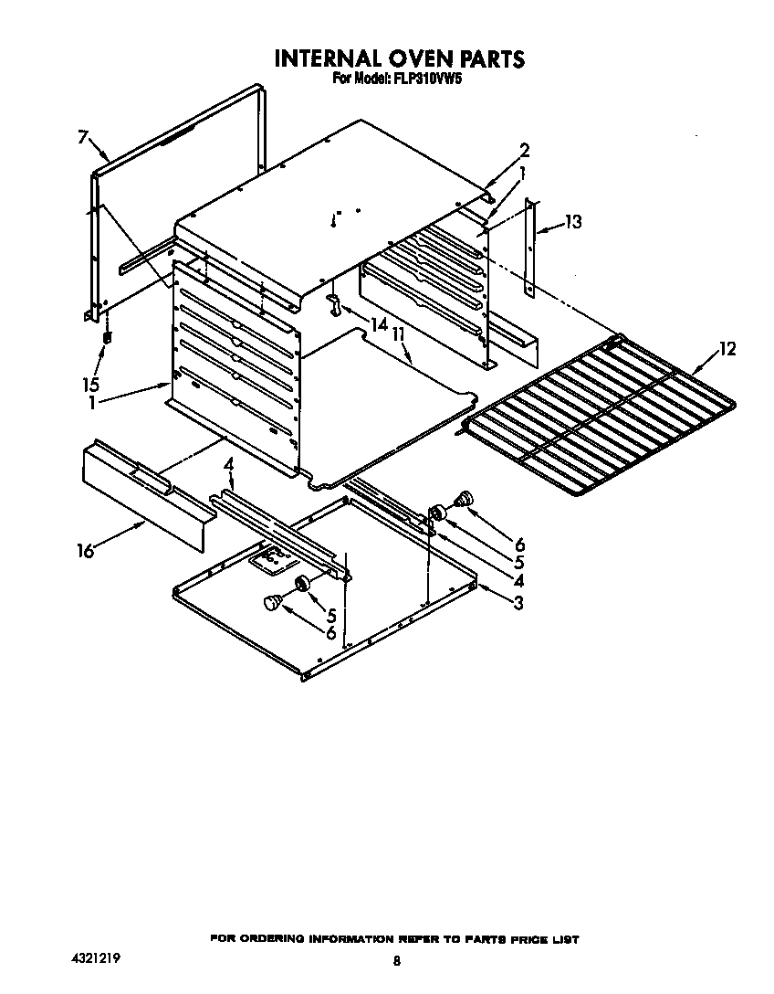 Roper FLP310VW5 internal oven diagram