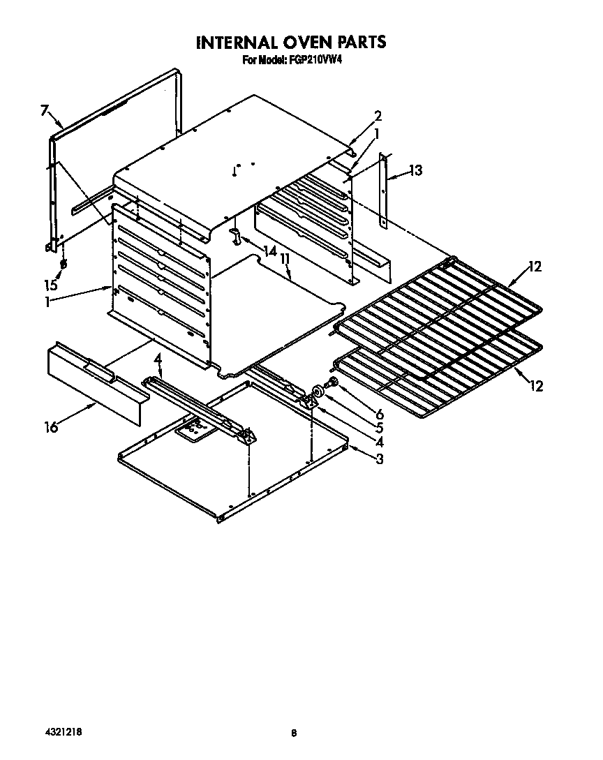 Roper FGP210VW4 internal oven diagram