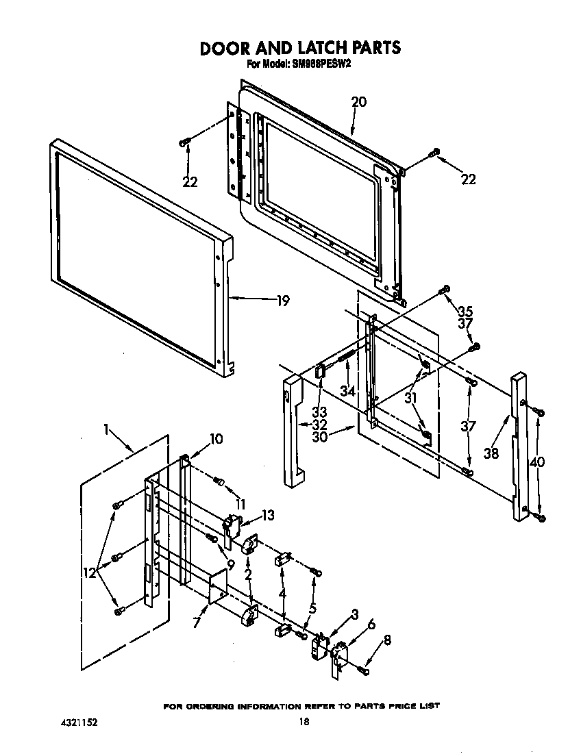 Whirlpool SM988PESW3 door and latch diagram