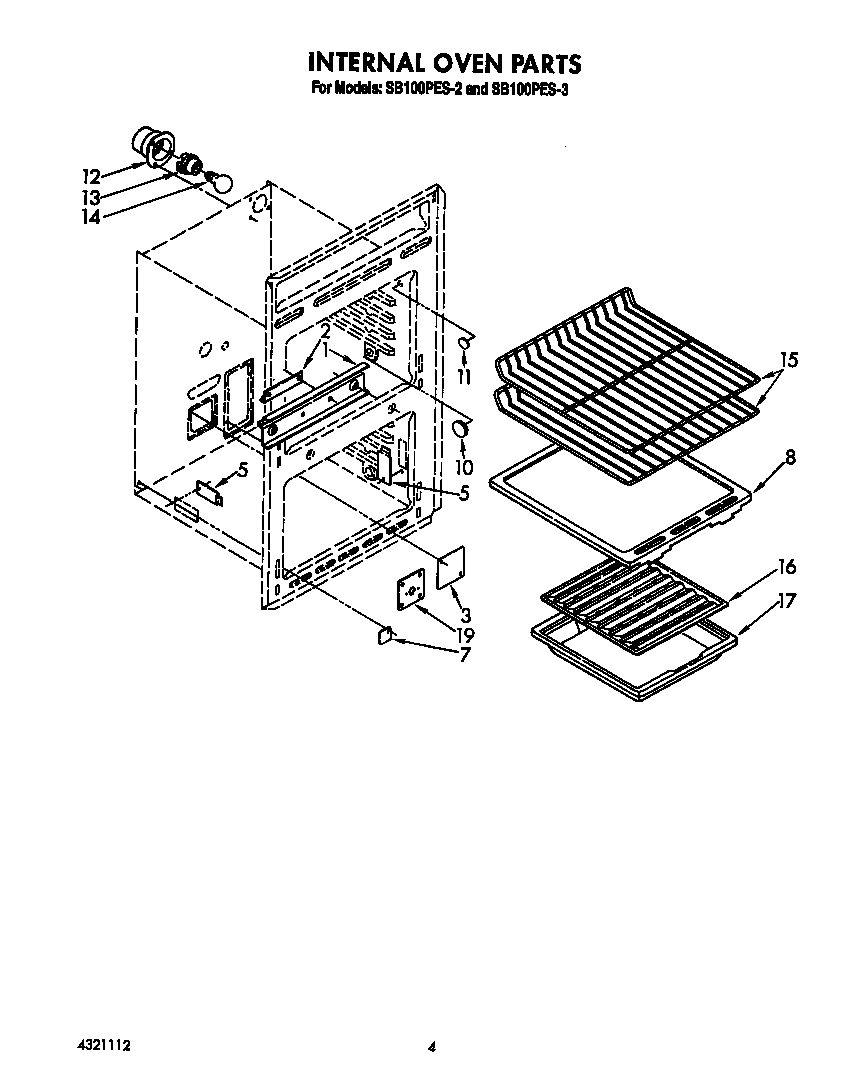Whirlpool SB100PES2 internal oven diagram