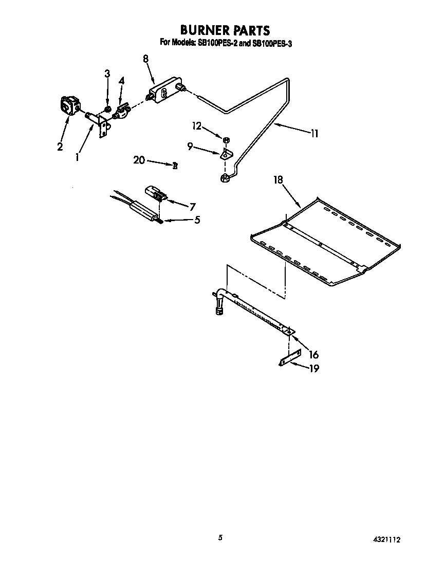 Whirlpool SB100PES2 burner diagram