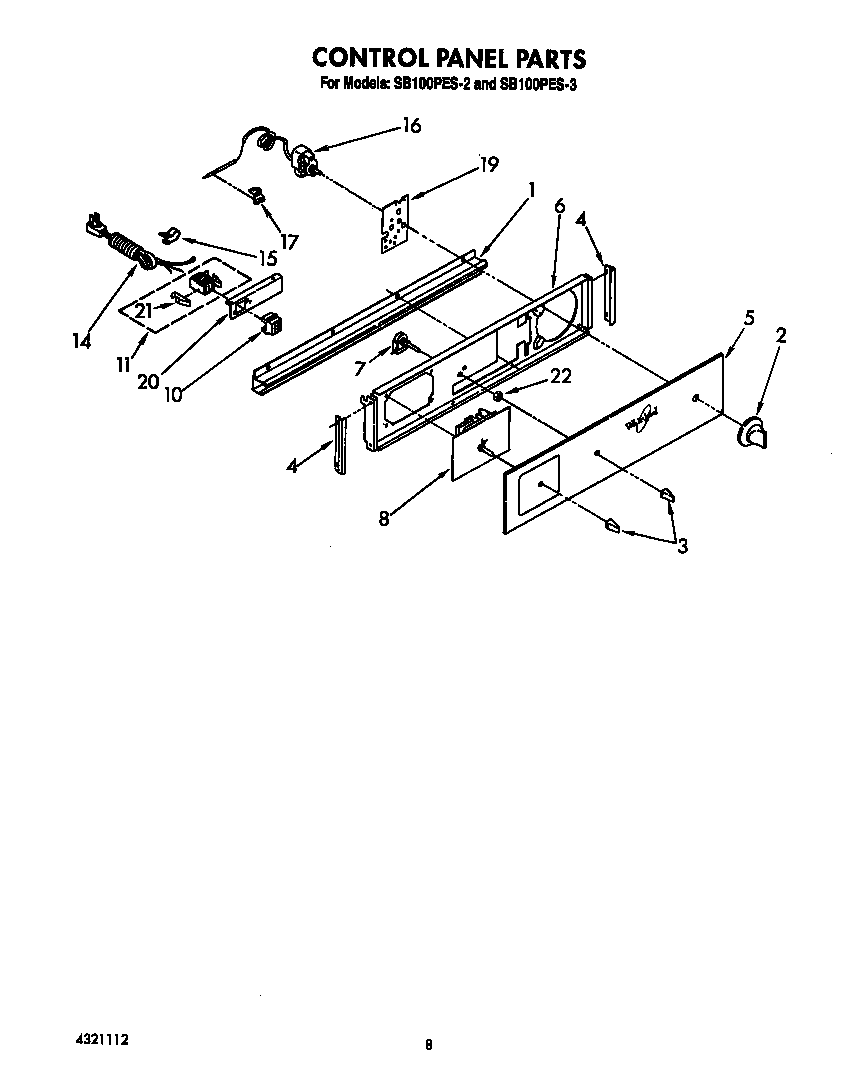Whirlpool SB100PES2 control panel diagram