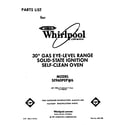 Whirlpool SE960PEPW6 front cover diagram