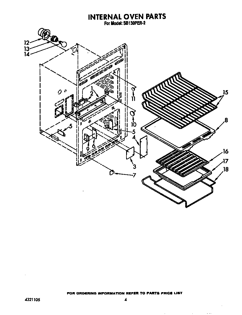 Whirlpool SB130PER2 internal oven diagram
