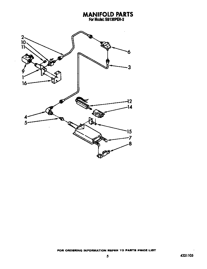 Whirlpool SB130PER2 manifold diagram
