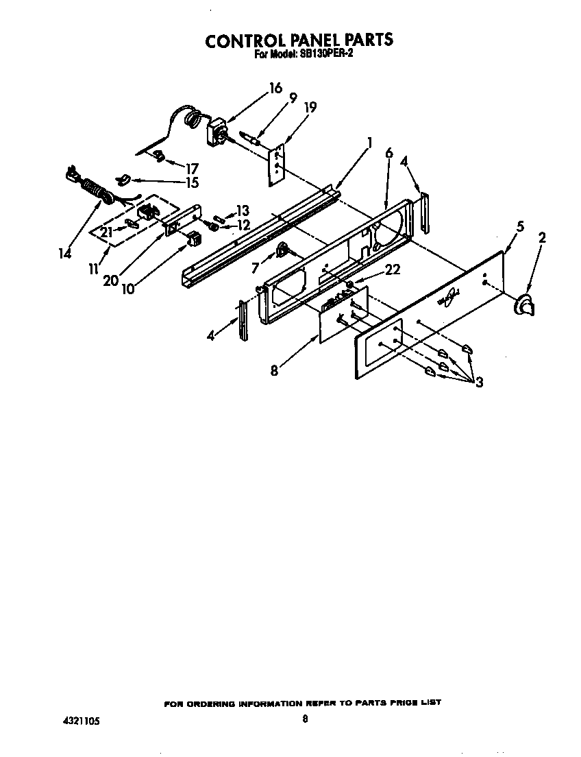 Whirlpool SB130PER2 control panel diagram