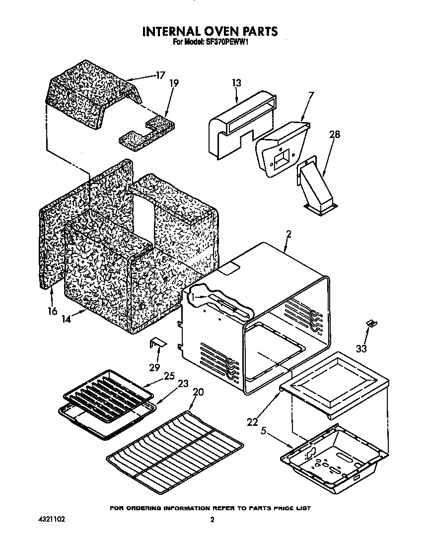 Whirlpool SF370PEWW1 internal oven diagram