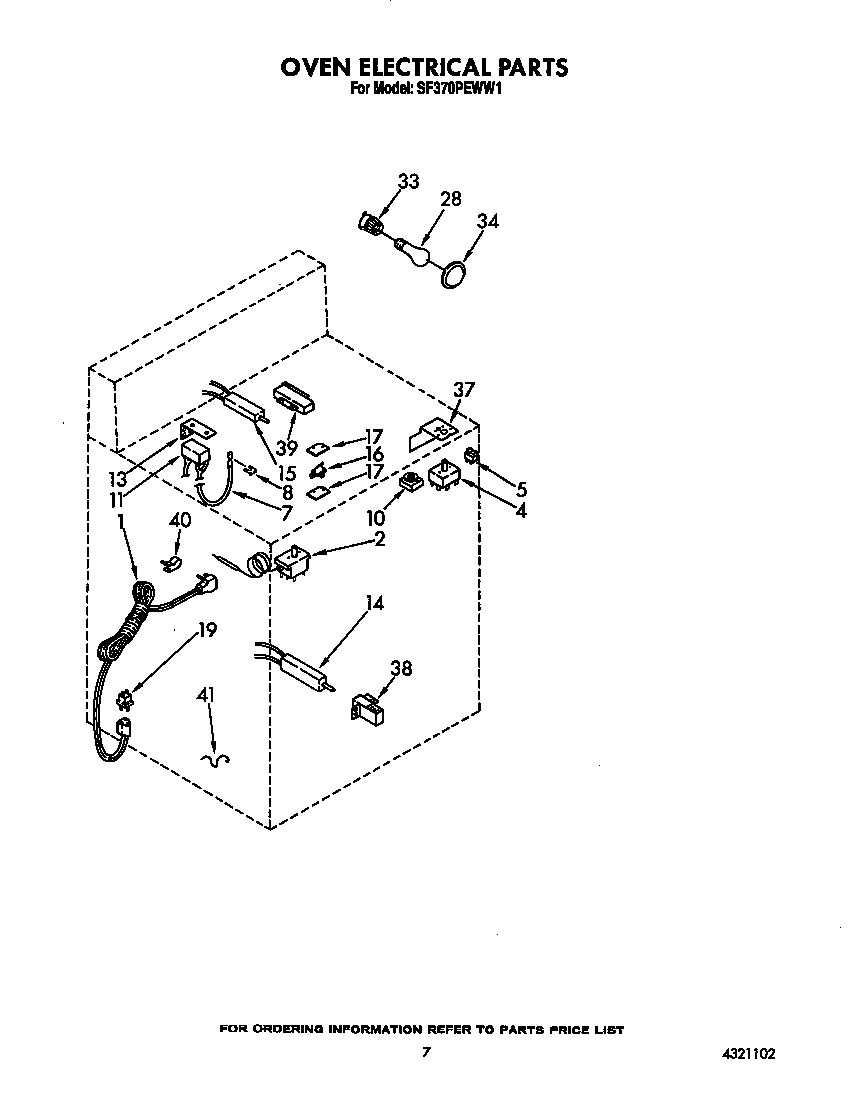 Whirlpool SF370PEWW1 oven electrical diagram