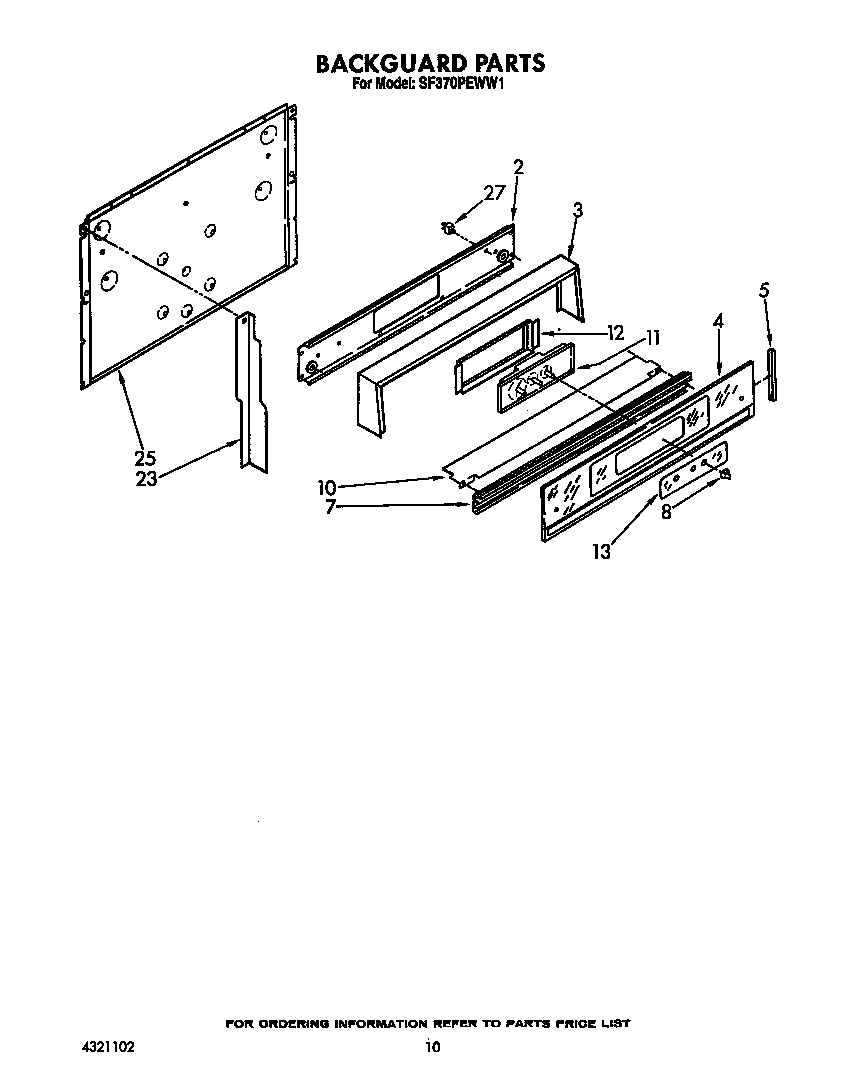 Whirlpool SF370PEWW1 backguard diagram